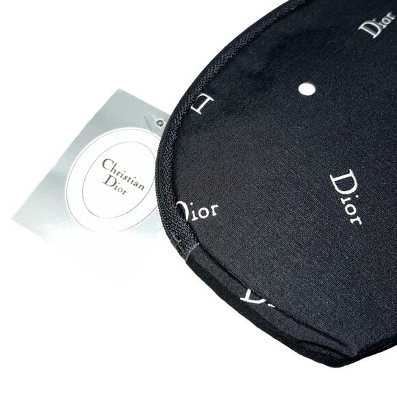 VTG Christian Dior Black Polka Dot Logo Zip Top Makeup a Bag Cosmetic Case Pouch - Picture 4 of 13